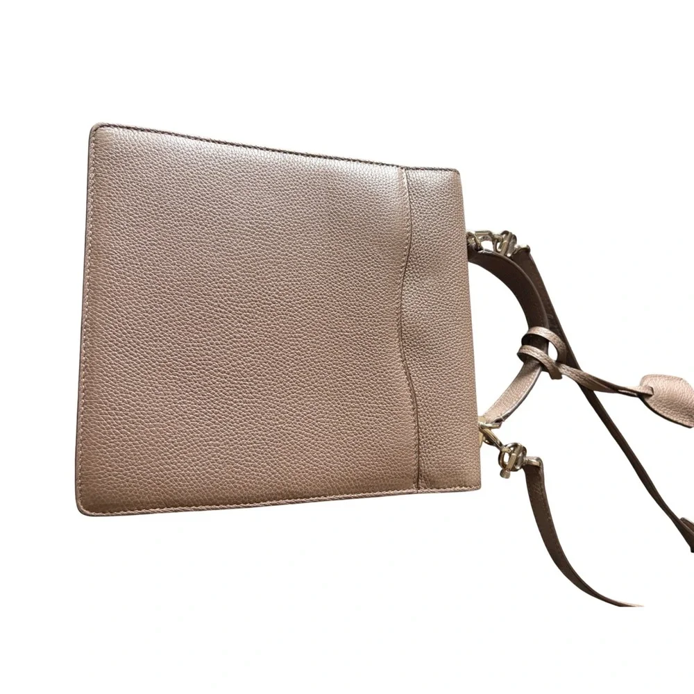 Mark Cross Murphy Taupe Pebbled Leather Top Handle Crossbody Bag Made in Italy